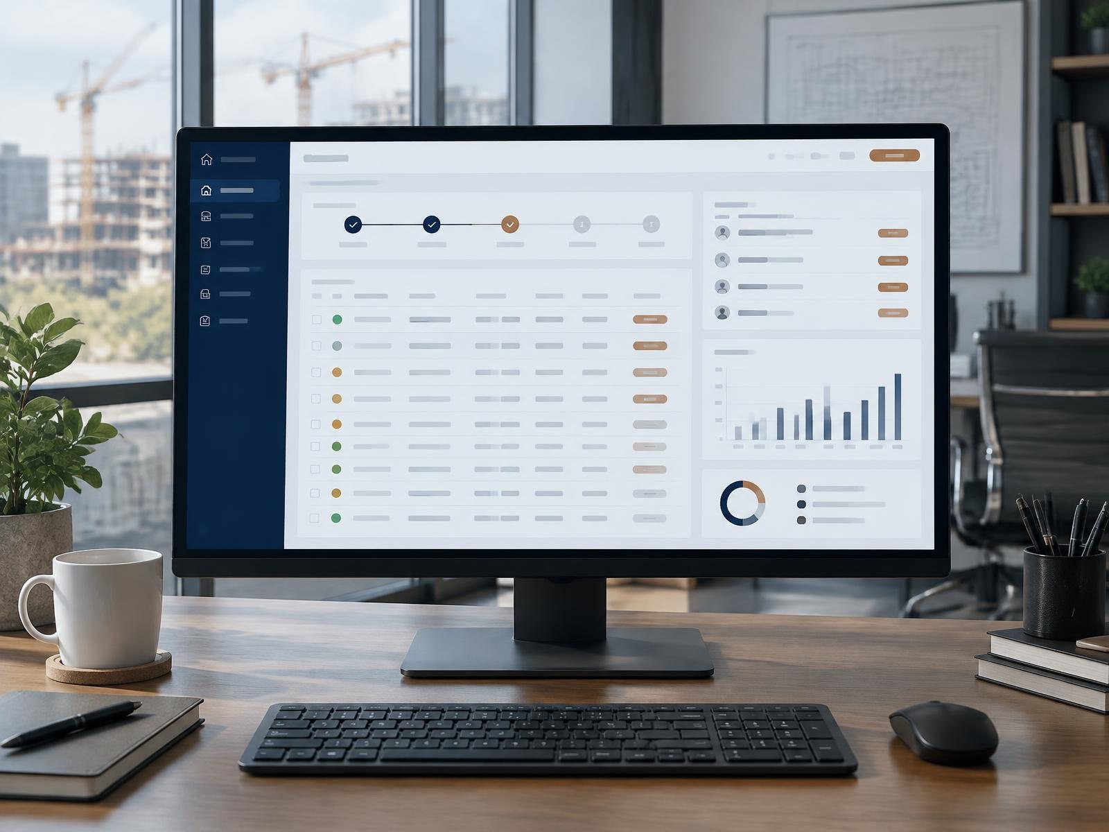 Operational business application showing workflow stages, records and reporting on a desktop screen