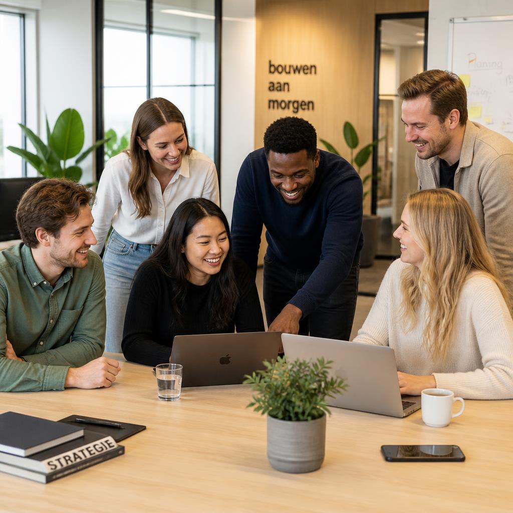 The Almas Software Systems team working together in the office